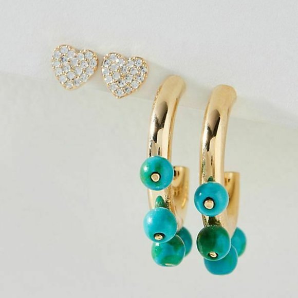Anthropologie Jewelry - new Anthropologie Tabitha Huggie Hoop Set